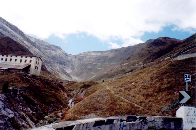 Looking up from stelvio switchback number 24