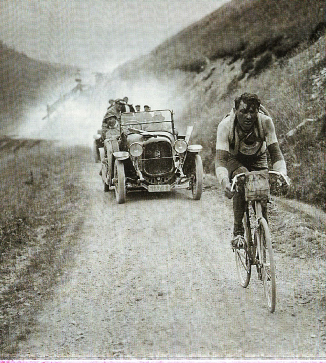 Unknown rider goes over the Peyresourde in the 1921 Tour de France