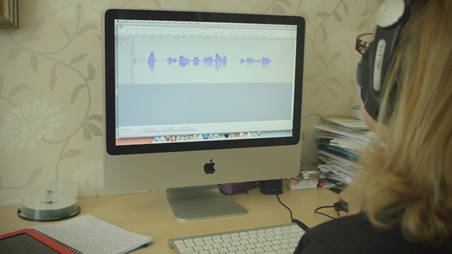 Emma using Audacity