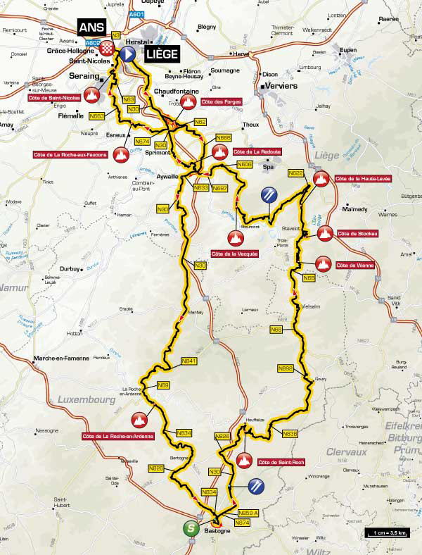 2014 Liege-Bastogne-Liege map