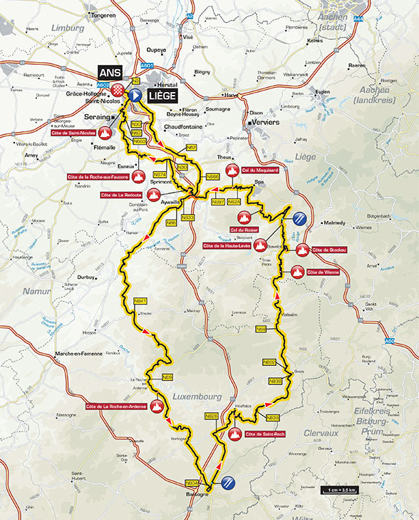 2015 Leige-Bastogne-liege map