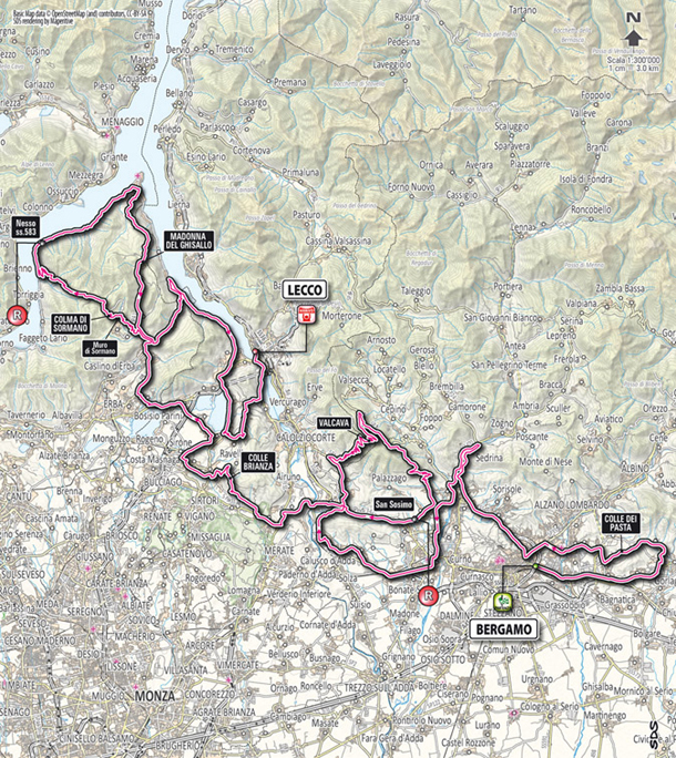 2012 Tour of  Lombardy map