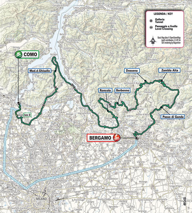 2021 Tour of Lombardy  map