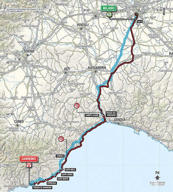 2015 milano-San Remo map