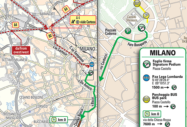 Milan San Remo departure map