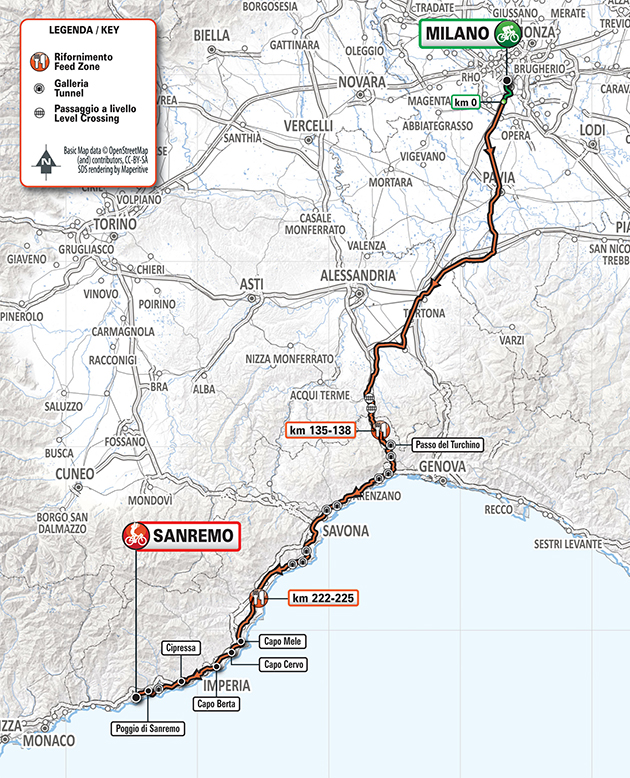 Milan San Remo map