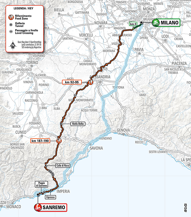 2020 Milan San Remo Map