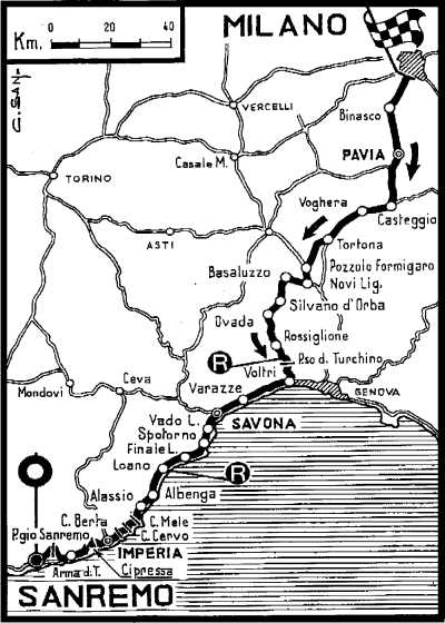 1998 Milano-San Remo map