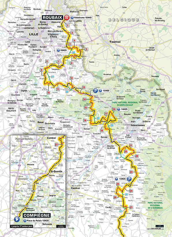 2015 Paris-Roubaix course map