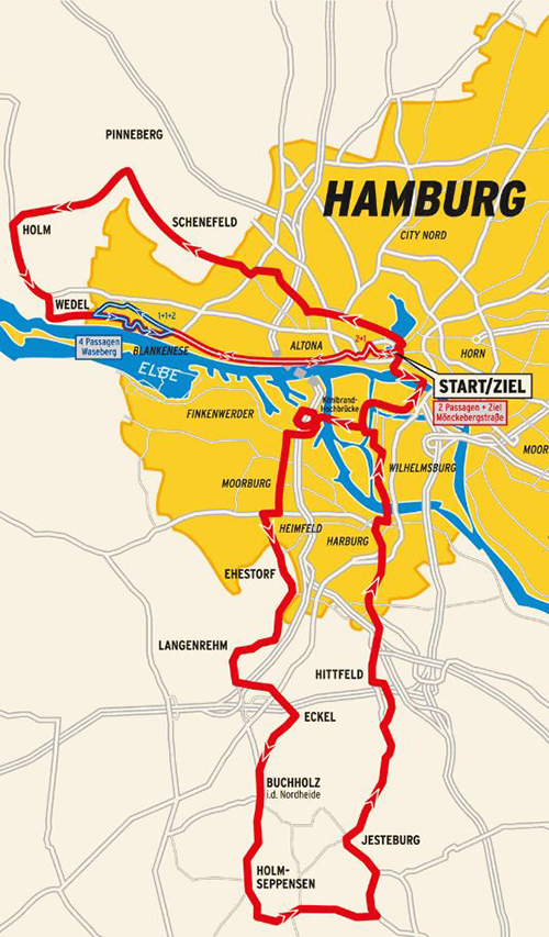 2015 Vattenfall Cyclassics route map