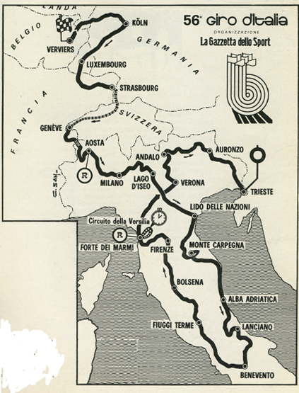 1973 Giro d'Italia course map