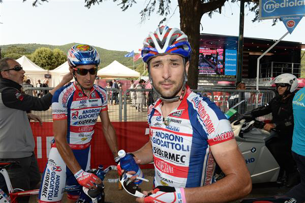 Oscar Gatto and Franco Pellizotti after the stage