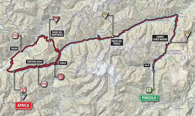 2015 Giro d'Italia stage 16 map