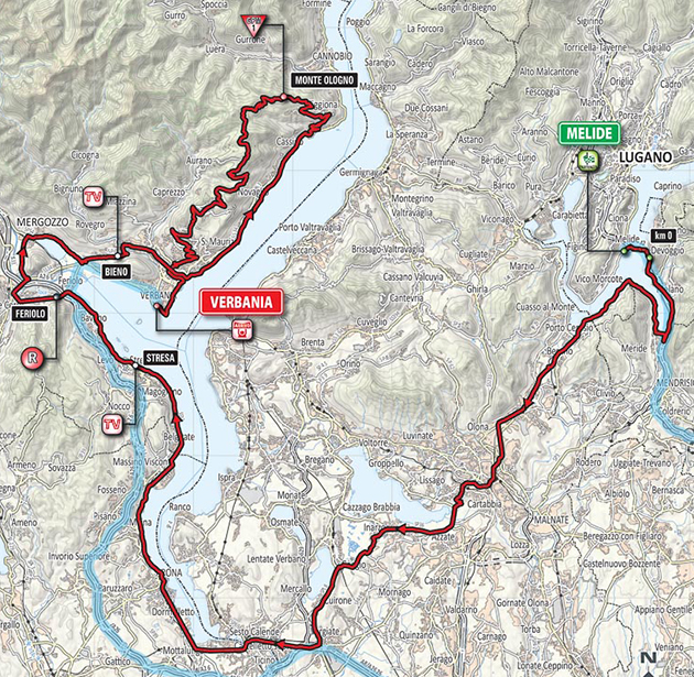 2015 Giro d'Italia stage 18 map