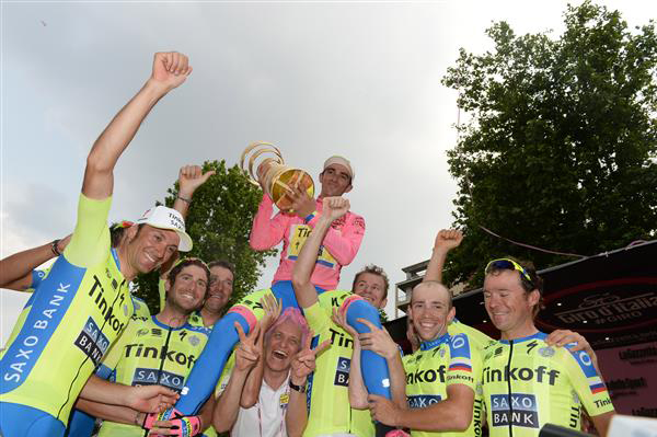 Tinkoff-Saxo celebrate