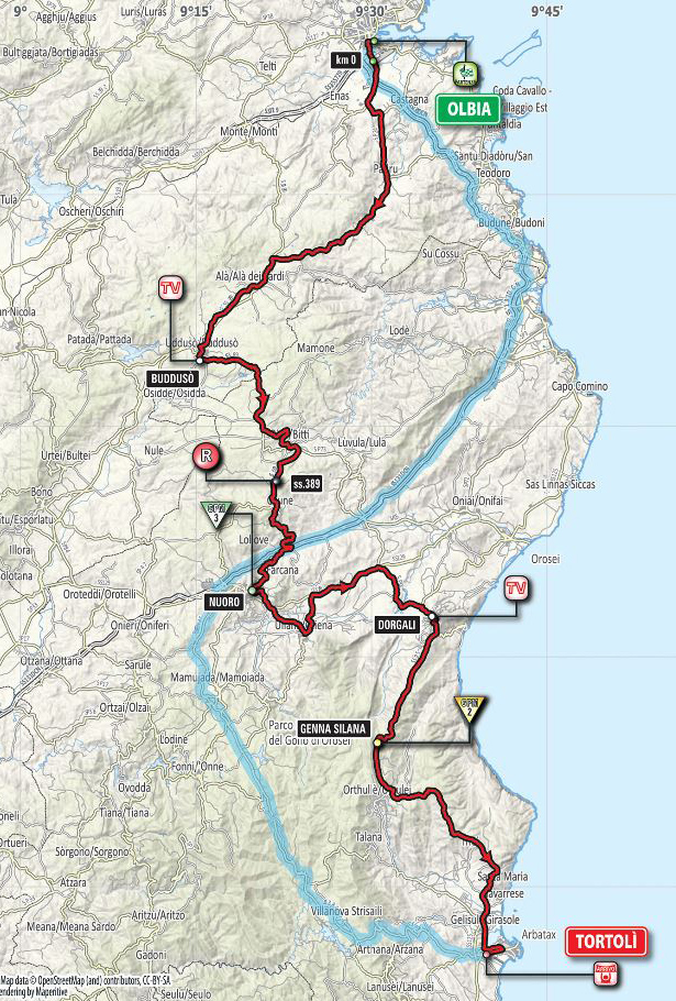 Giro stage 2 map