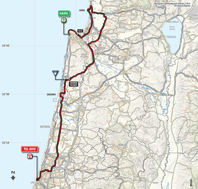 2018 Giro d'Italia stage 2 map