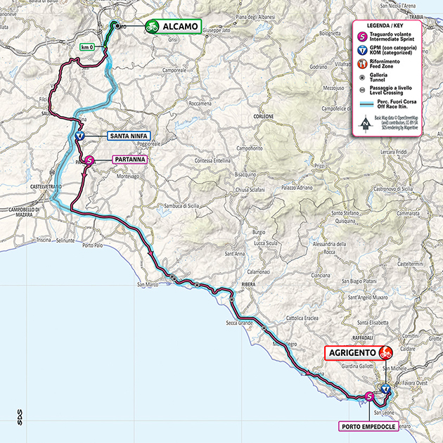 2020 Giro d'Italia stage 2 map