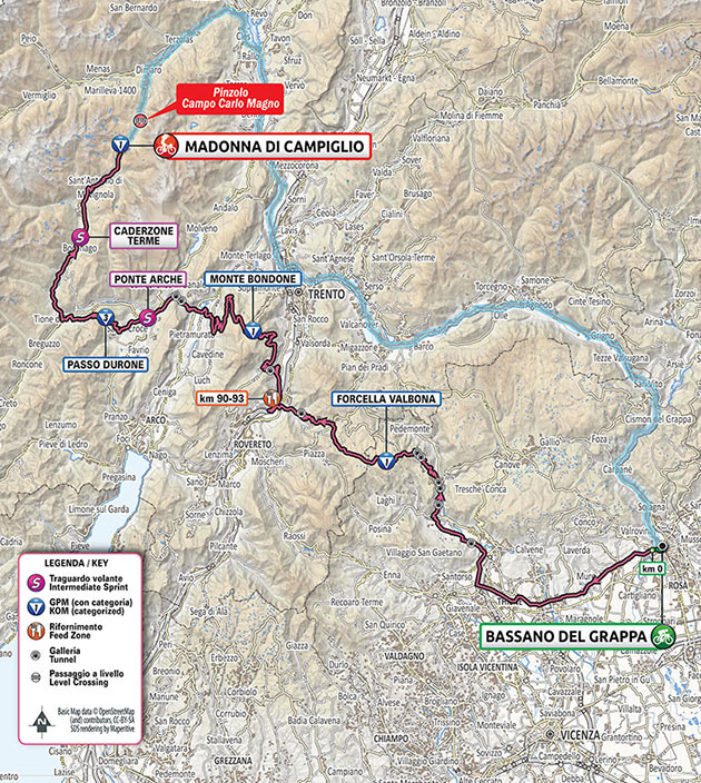 2020 Giro d'Italia stage 17 map