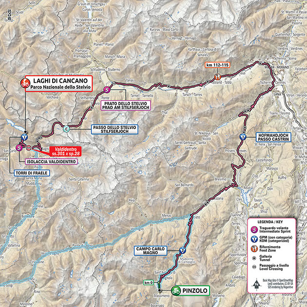 2020 Giro d'Italia stage 18 map