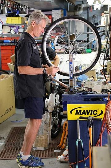 Scott Brown in bike shop