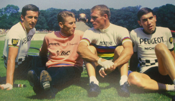 Rudi ALtig with Som Simpson, HJacques Anquetil and Eddy Merckx