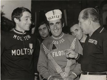 Gino Bartali with Franco Bitossi and Michele Dancelli