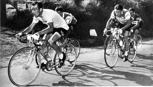 Charly Gaul with Jacques Anquetil in the 1959 Giro d'Italia