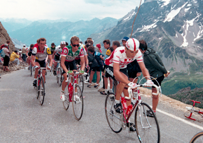 Andry Hampsten climbs to La plagne in the 1987 Tour de France