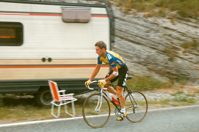 Sean Kelly climbing to Villard de Lans in the 1988 Tour de France