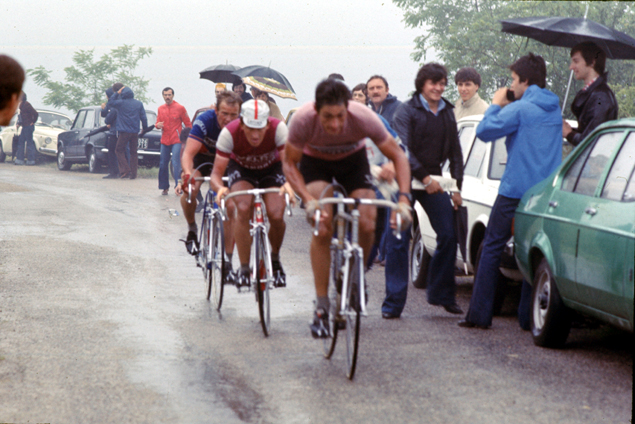 Maertens and Francesco Moser at the 1977 Giro d'Italia