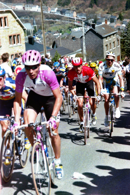 Zabel climbs in the 1996 Liege-Bastogne-Liege