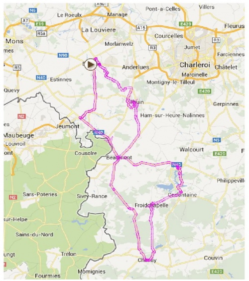 2015 Binche-Chimay-Binhe map