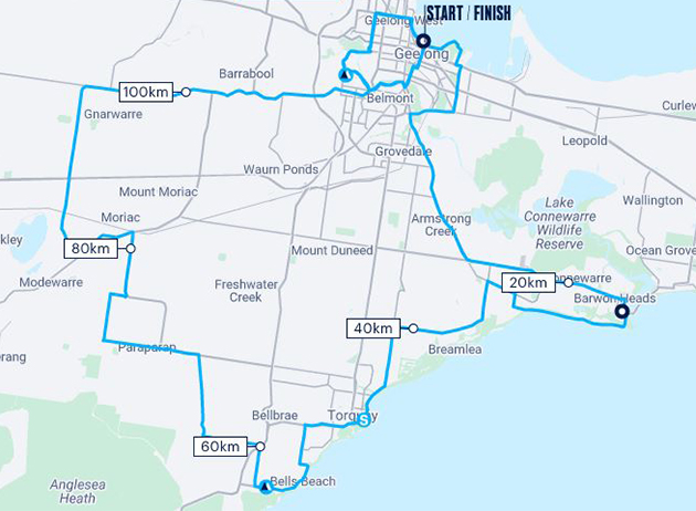 Cadel Evans Great OCean Road Race map