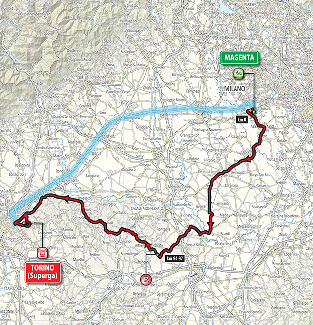 2018 Milano-Torino map