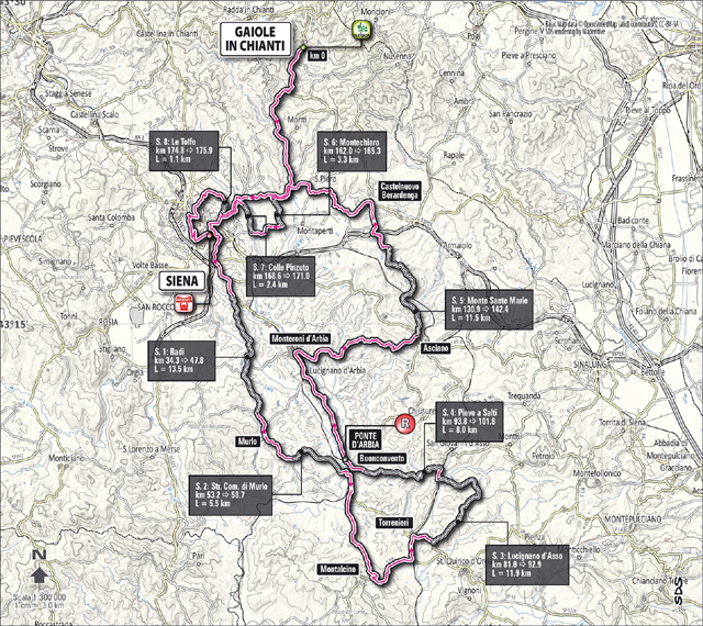 2013 Strade Bianchi map