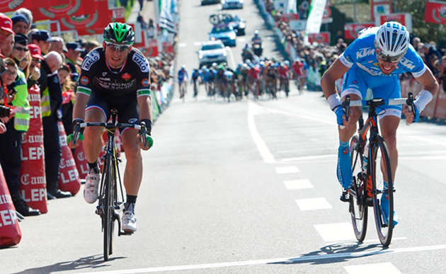 Julien Loubet just beat Pierrick Fedrigo to win the 2015 Paris-Camembert