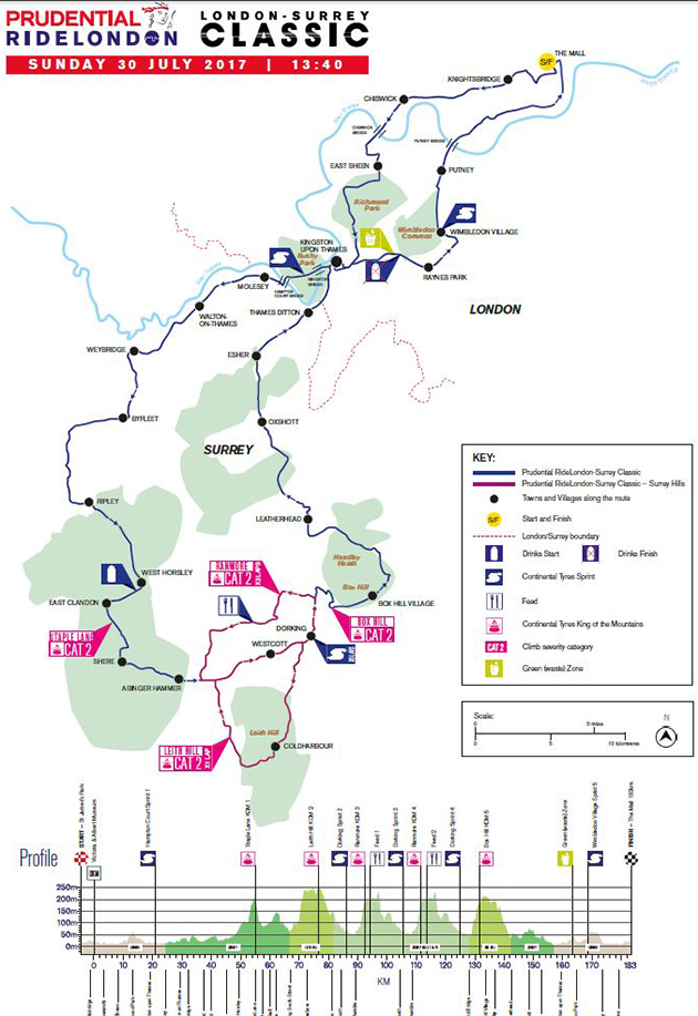 2017 RideLondon map