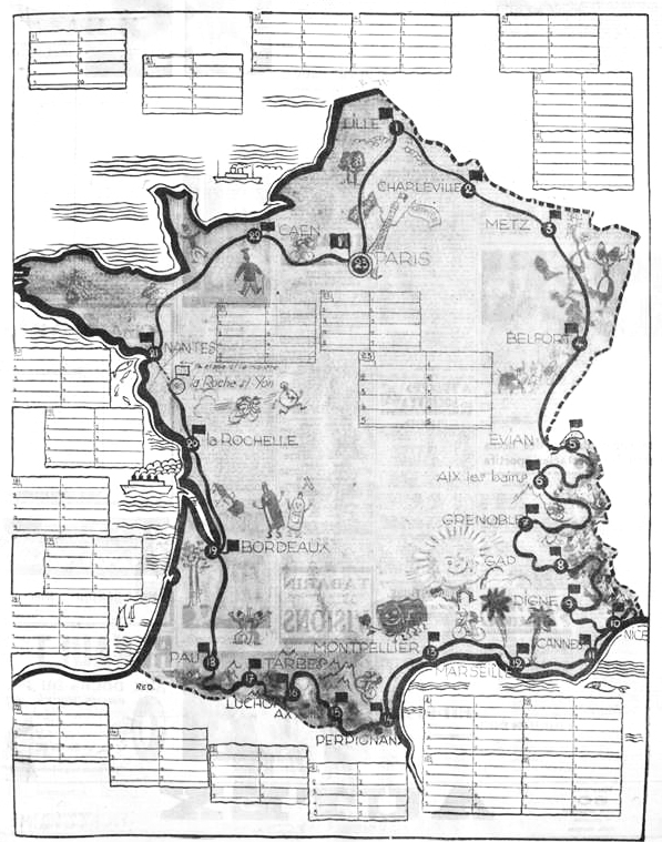 1934 Tour de France map