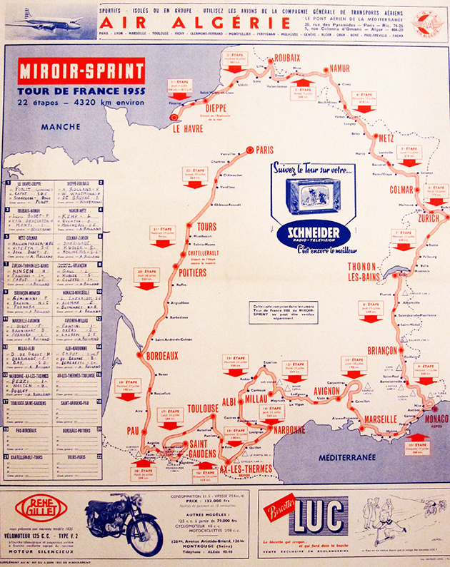 1955 Tour de France map