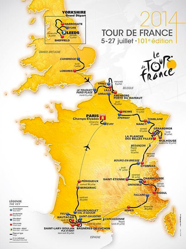 2014 Tour de France map