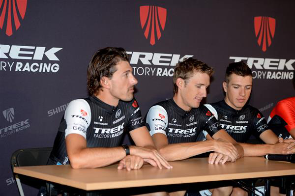 Fabian Cancellara, Frank Schleck and Danny van Poppel