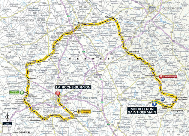 2018 Tour de fRance stage 2 map