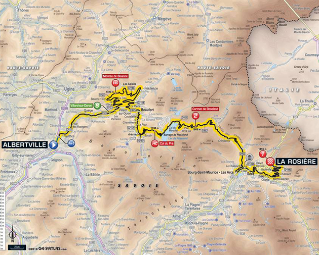 2018 Tour de France stage 11 map