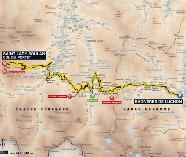 2018 Tour de France stage 17 map