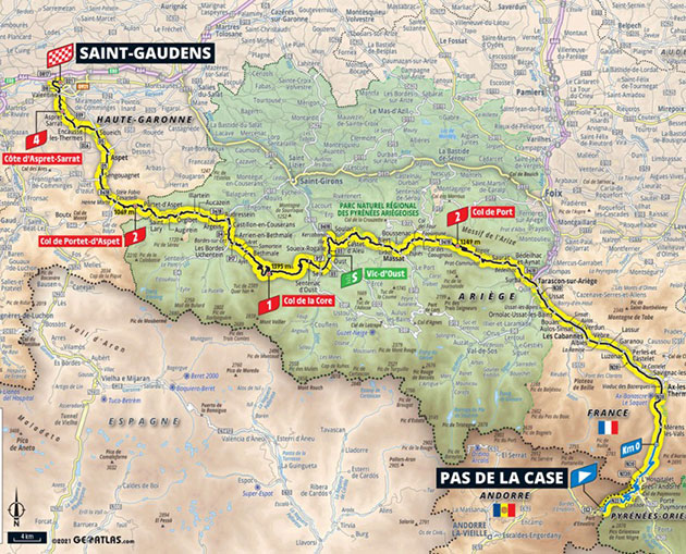 Tour de France stage 16 map