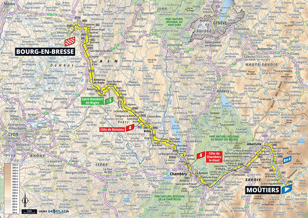 Map of 2023 Tour de France stage 18