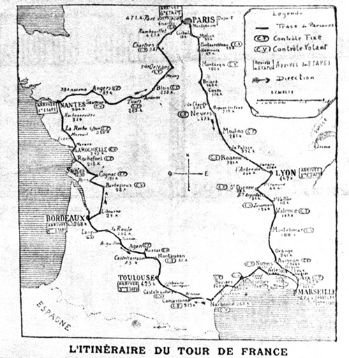 1903 Tour de France map