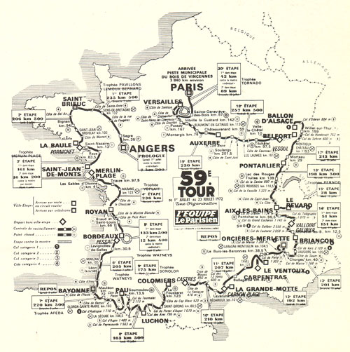 Map of the 1972 Tour de France