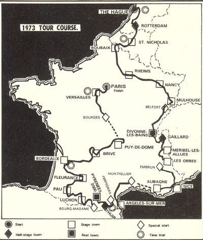 Map of the 1973 Tour de France